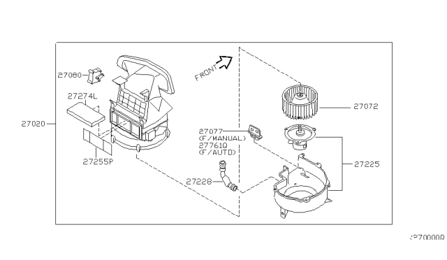2003 Nissan Altima Blower Assy-Front Diagram for 27200-8J100