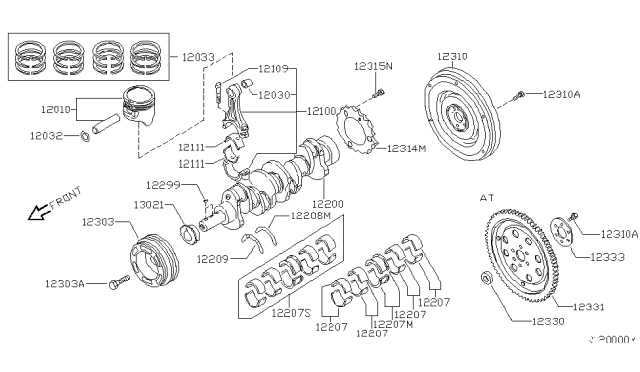 2003 Nissan Altima Piston,Crankshaft & Flywheel Diagram 4