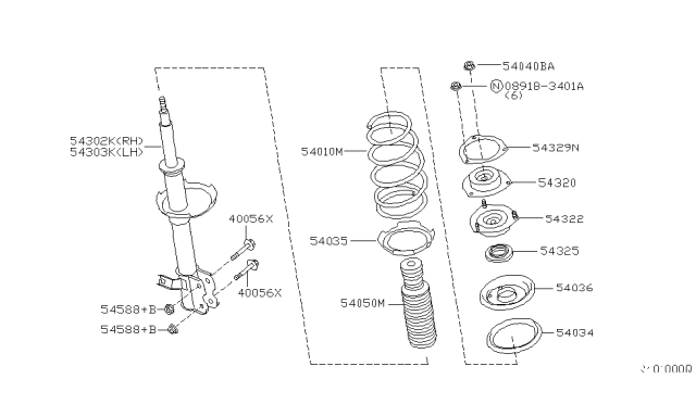 2004 Nissan Altima Spring-Front Diagram for 54010-ZB001