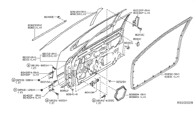 2003 Nissan Altima Screen-Sealing,Front LH Diagram for 80861-8J900
