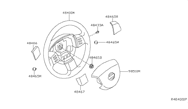 2005 Nissan Altima Steering Wheel Assembly Without Less Pad Diagram for 48430-ZB507