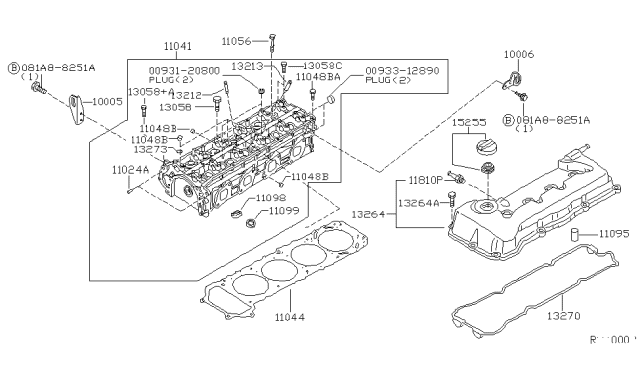 2003 Nissan Altima Positive Crankcase Ventilation Control Valve Assembly Diagram for 11810-8J102