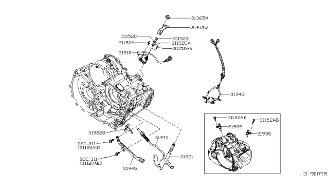 2006 Nissan Altima Sensor Assembly-Revolution Diagram for 31935-8Y000