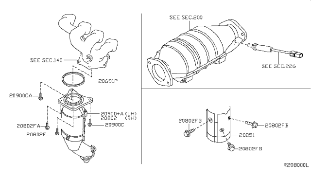 2003 Nissan Altima Three Way Catalytic Converter Diagram for 208A2-8J110