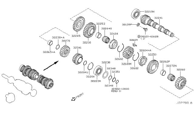 2006 Nissan Altima Ring-Snap,Main 5TH Diagram for 32204-8H500