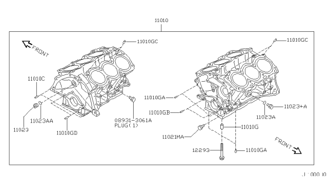 2002 Nissan Altima Cylinder Block & Oil Pan Diagram 3
