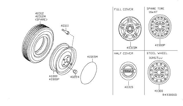 2005 Nissan Altima Wheel Assy-Disc Diagram for 40300-8J007