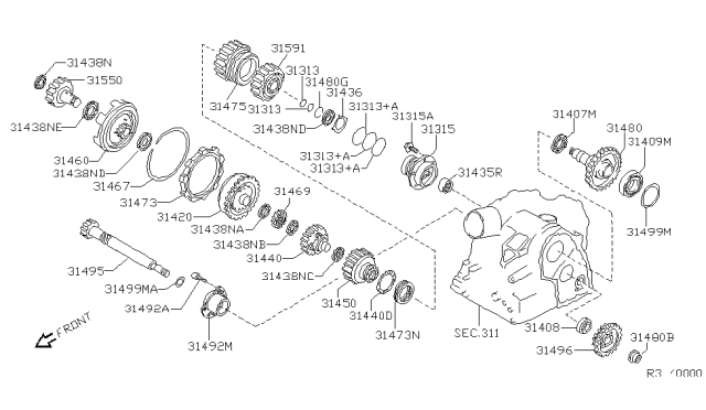 2002 Nissan Altima Gear-PINION,Reduction Diagram for 31495-81X22