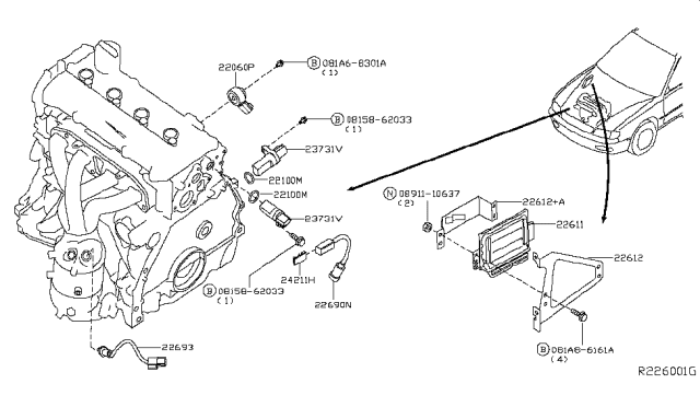 2004 Nissan Altima Magnet Sensor Assembly Diagram for 23731-8J006