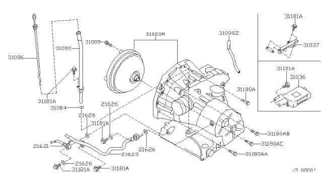 2002 Nissan Altima Pipe Assy-Oil Charging Diagram for 31080-8J010