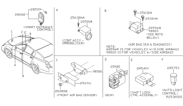 2006 Nissan Altima Sensor-Side AIRBAG Center Diagram for 98820-ZD98A