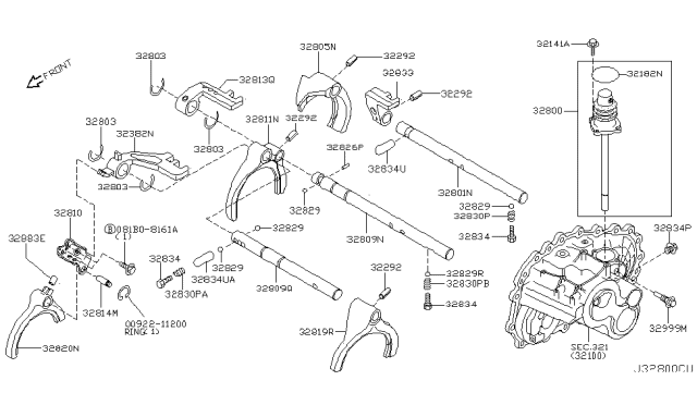 2003 Nissan Altima Control Assembly-Shift Diagram for 32800-8H513