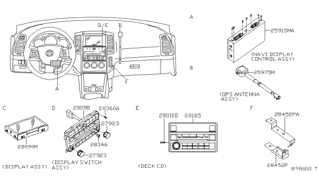 2005 Nissan Altima Knob-Switch,NAVI & Av Diagram for 283A6-ZB000