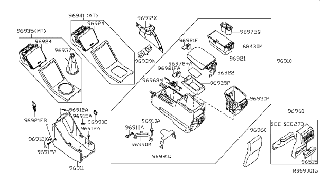 2005 Nissan Altima Finisher-Console Diagram for 96931-8J001