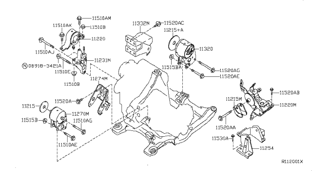 2005 Nissan Altima Engine & Transmission Mounting Diagram 5