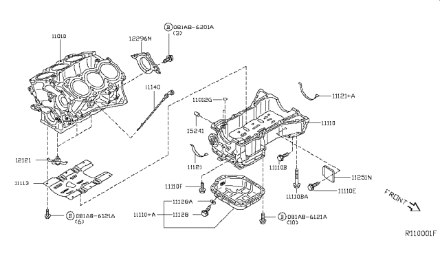 2006 Nissan Altima Cylinder Block & Oil Pan Diagram 1