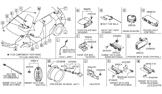2012 Nissan Murano Control Assembly-Power Seat Diagram for 28565-1V40A