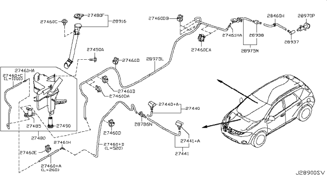 2013 Nissan Murano Grommet Diagram for 28982-CA000