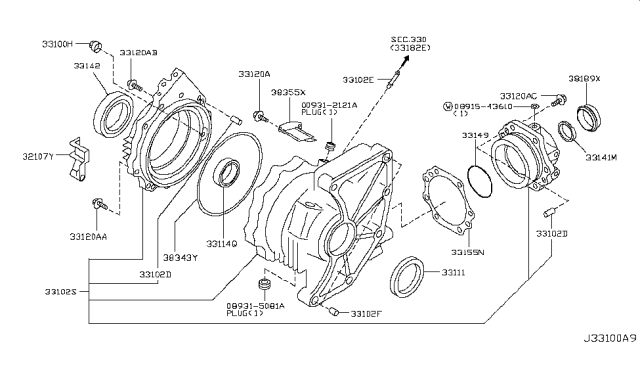 2010 Nissan Murano Seal-Oil,Ring Gear Diagram for 33111-AD300