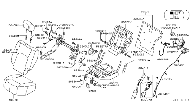 2014 Nissan Murano Cover-Reclining Device,Inner LH Diagram for 88456-1AA1B