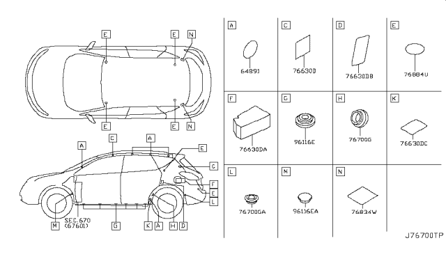 2009 Nissan Murano Body Side Fitting Diagram 4