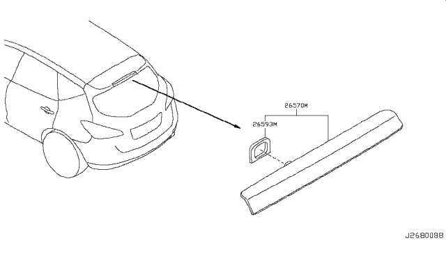 2014 Nissan Murano Lamp Assembly-Stop,High Mounting Diagram for 26590-1AA0A