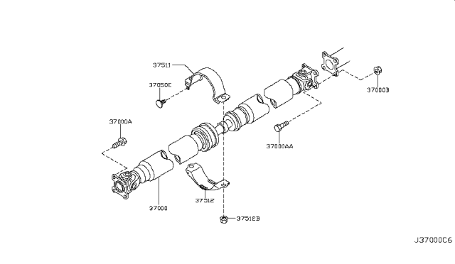 2009 Nissan Murano Shaft Assembly-PROPELLER Diagram for 37000-1AA0A