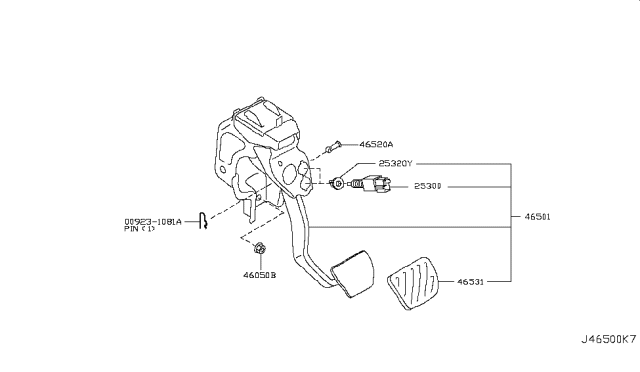 2014 Nissan Murano Brake & Clutch Pedal Diagram