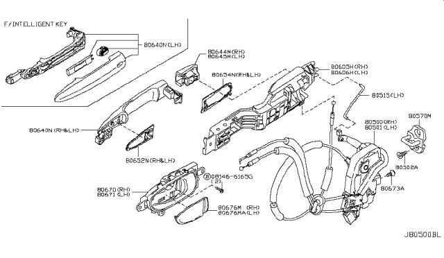 2008 Nissan Murano Right Handle, Outside Diagram for 80640-1AA0A