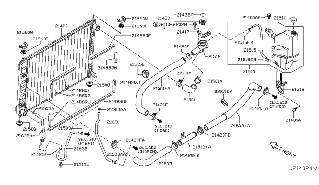 2012 Nissan Murano Radiator,Shroud & Inverter Cooling Diagram 1