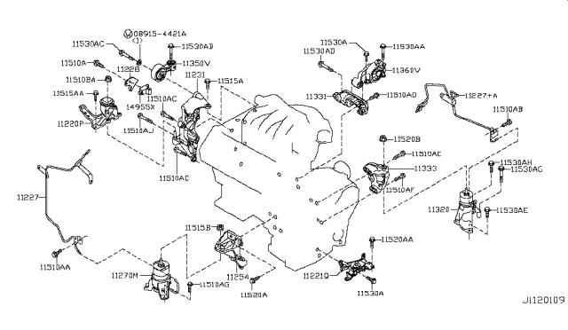 2008 Nissan Murano Engine & Transmission Mounting Diagram 5