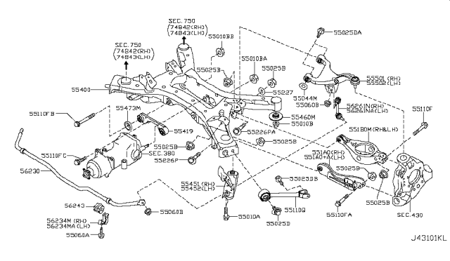 2013 Nissan Murano Bar TORSION Re Diagram for 56230-1AA0C