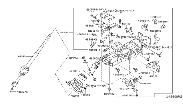 2012 Nissan Murano Motor Assy-Tilt Diagram for 48990-1LB6B