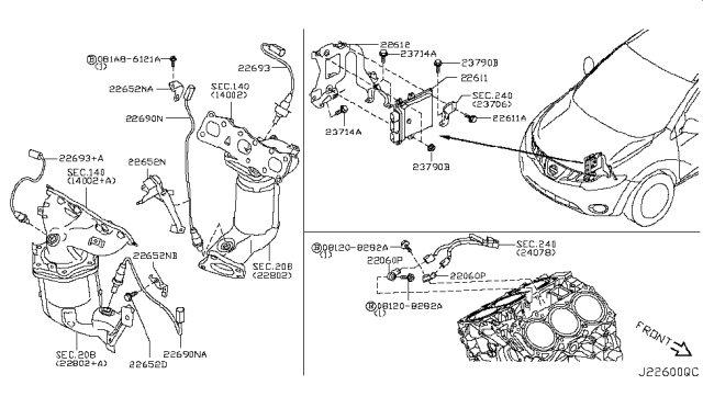 2012 Nissan Murano Engine Control Module Diagram for 23710-1UM1A