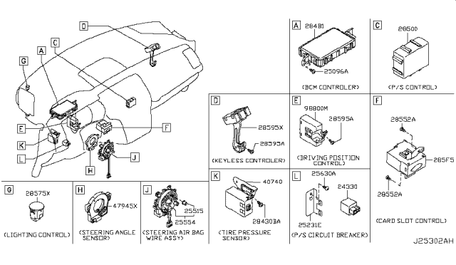 2013 Nissan Murano Control Assembly-Driving Position Diagram for 98800-1AA0B
