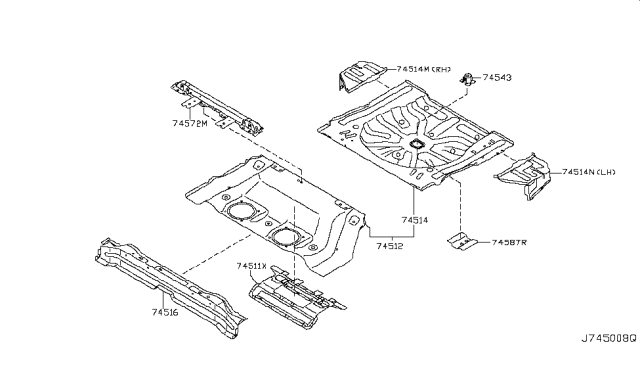 2009 Nissan Murano Bracket-2ND Seat Mounting Diagram for 74566-1AA0A