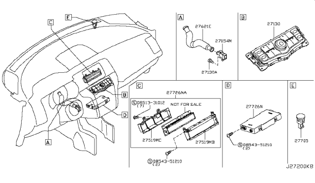 2009 Nissan Murano Duct-Aspirator Diagram for 27727-9Y101