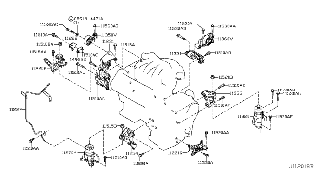 2008 Nissan Murano Engine & Transmission Mounting Diagram 4