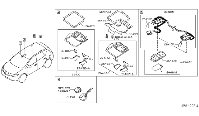 2013 Nissan Murano Lamp Assembly Map Diagram for 26430-3YR0A