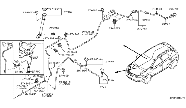 2009 Nissan Murano Grommet Diagram for 28982-ED000