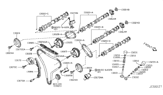 2014 Nissan Murano Bolt-Sprocket,Camshaft Diagram for 13012-9N00A