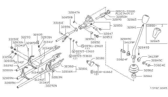 1982 Nissan 200SX Fork Shift 1&2 Diagram for 32805-Q0118