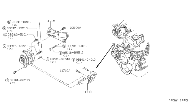 1981 Nissan 200SX Alternator Fitting Diagram 1