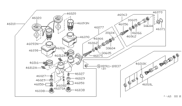 1982 Nissan 200SX Cap-Valve Diagram for 46038-A1100