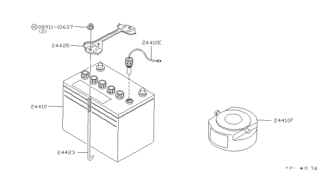 1979 Nissan 200SX Battery & Battery Mounting Diagram