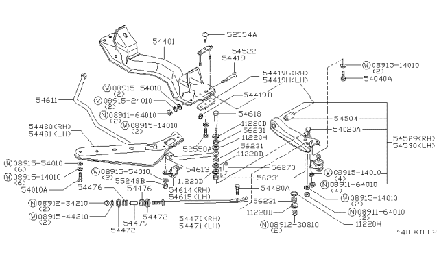 1982 Nissan 200SX Bolt-Front Mounting Diagram for 54407-N8200