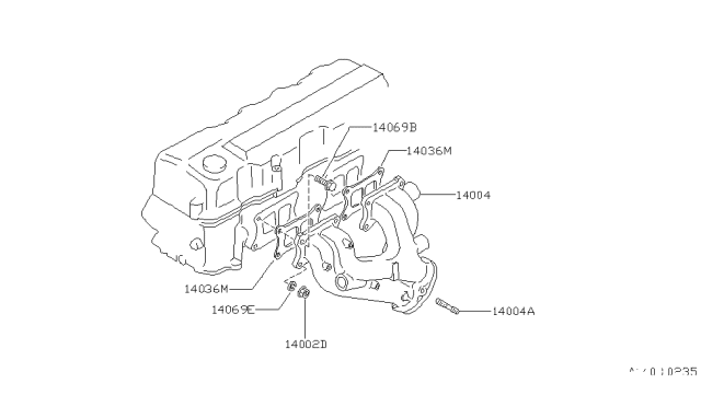 1980 Nissan 200SX Exhaust Manifold Diagram for 14004-N8706