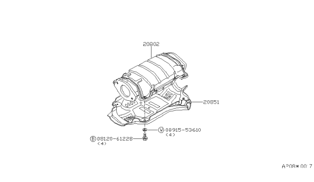 1981 Nissan 200SX Three Way Catalytic Converter Diagram for 20802-N8625