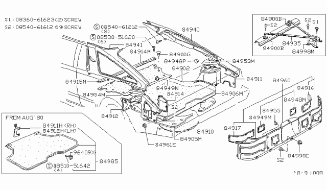 1982 Nissan 200SX Jack Cover-Gray Diagram for 84954-N8500
