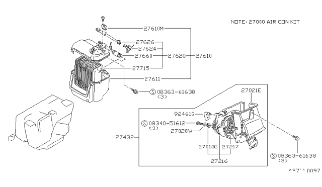 1981 Nissan 200SX Case Assembly EVAPO Diagram for 27285-N9600